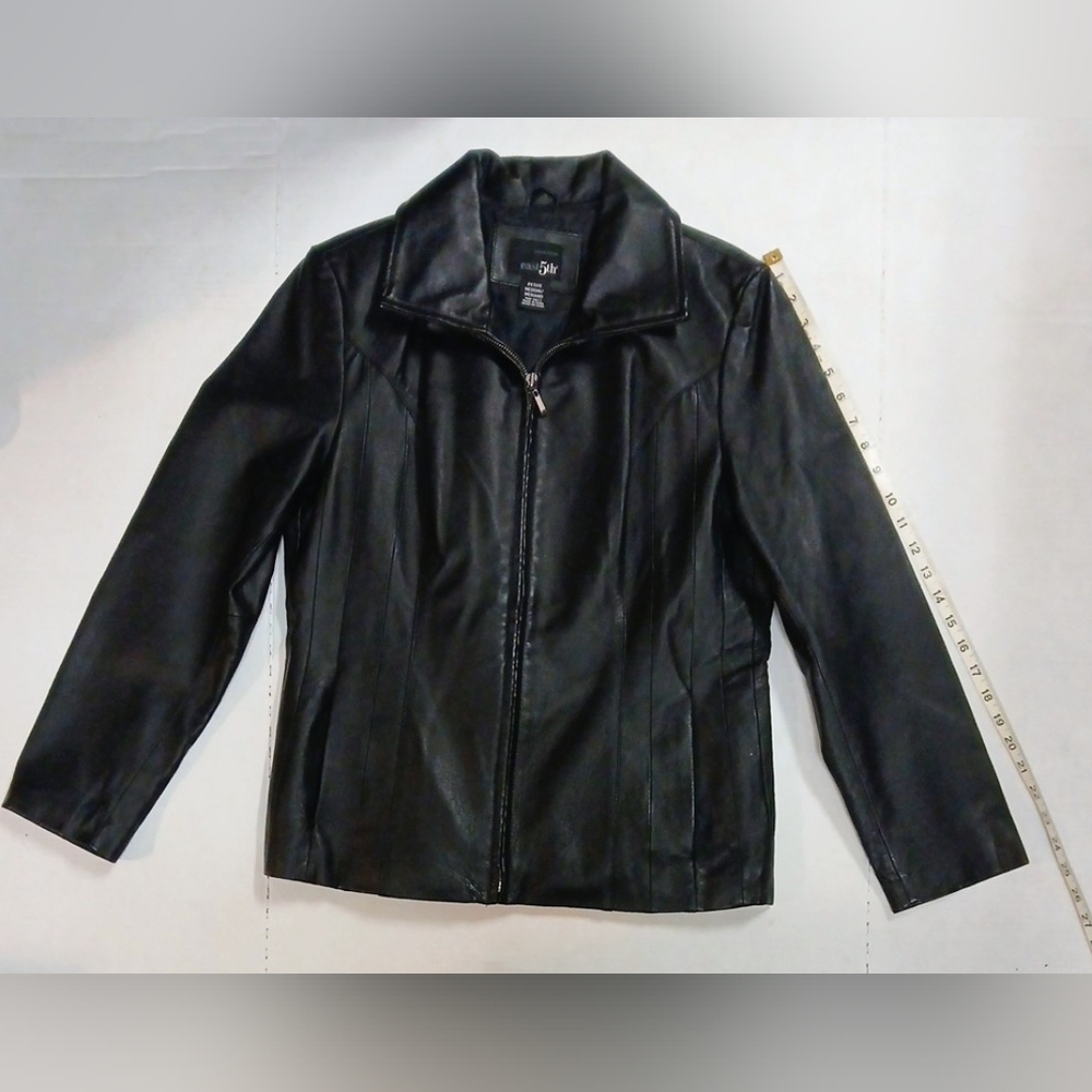 Vintage East 5th Women's Classic Black Genuine Leather Jacket Size Petite Medium - Picture 12 of 12